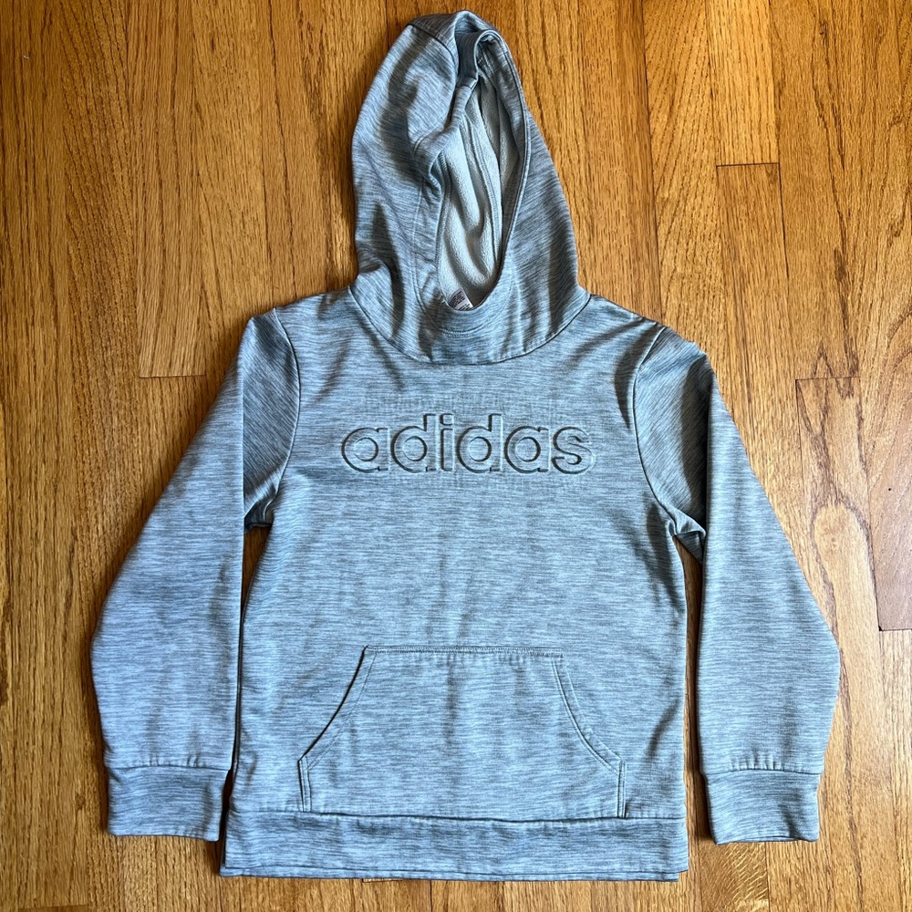 Adidas hoodie with raised letters, youth small 7/8, excellent condition
